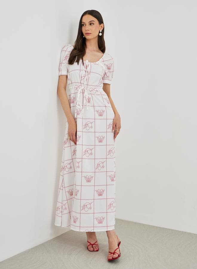 Take Two Printed Puff Sleeve Maxi Dress - Image 1