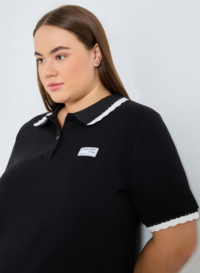 Plus Size Black Polo T-Shirt for Women - Image 1