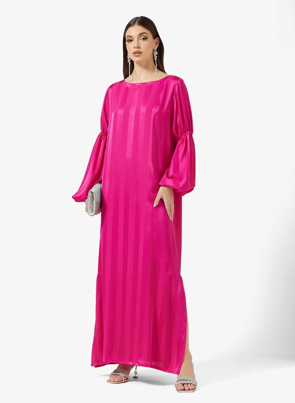 Satin Ruffled Sleeve Dress - Image 1