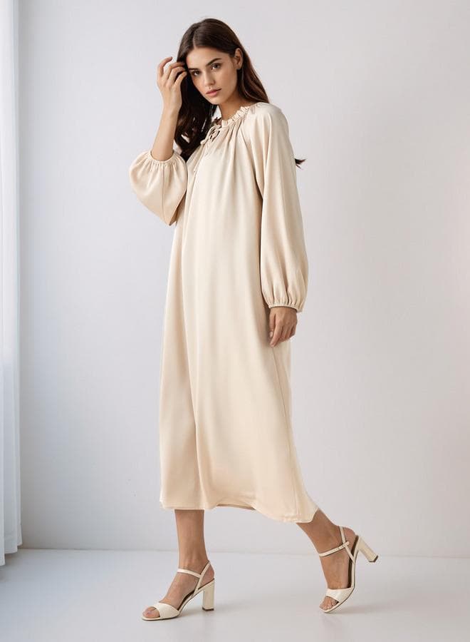 Shift Midi Dress with Tie-Ups - Image 1