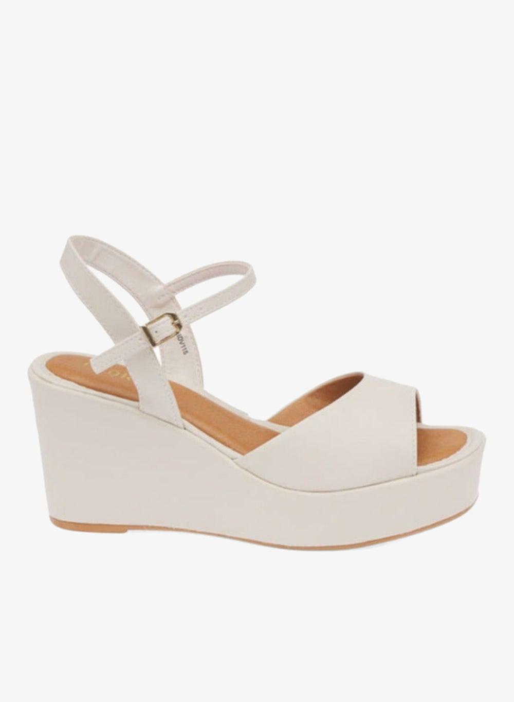 Trendy Comfort Sandal BDV 115 Off White Wedge - Image 1