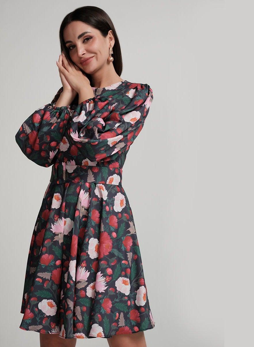 Floral Print Midi Dress - Image 1