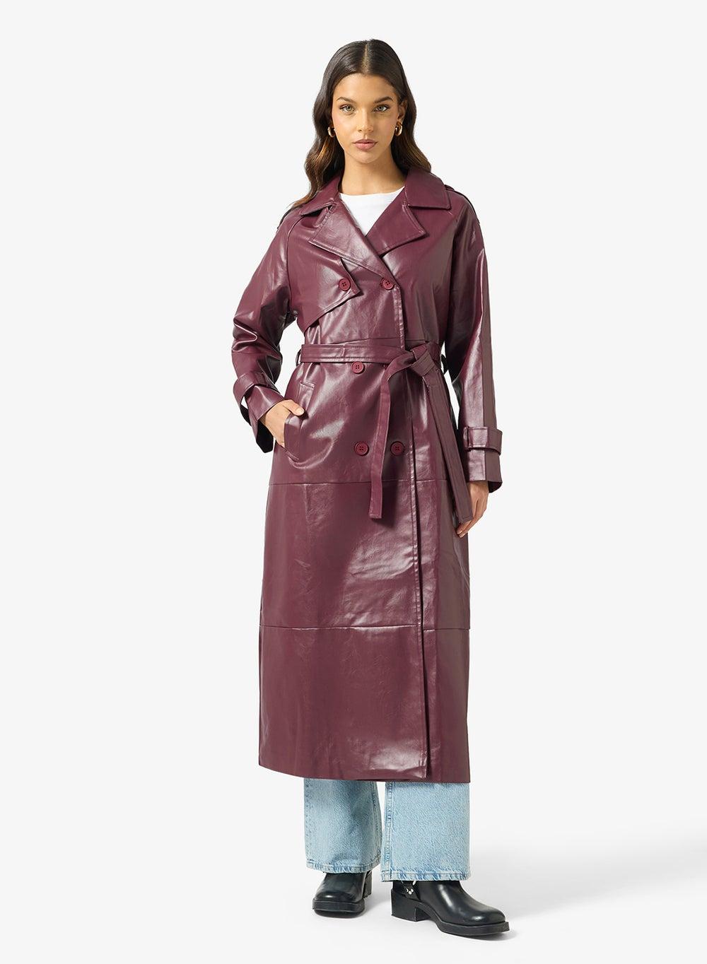 Oversize PU Leather Trench Coat - Image 1