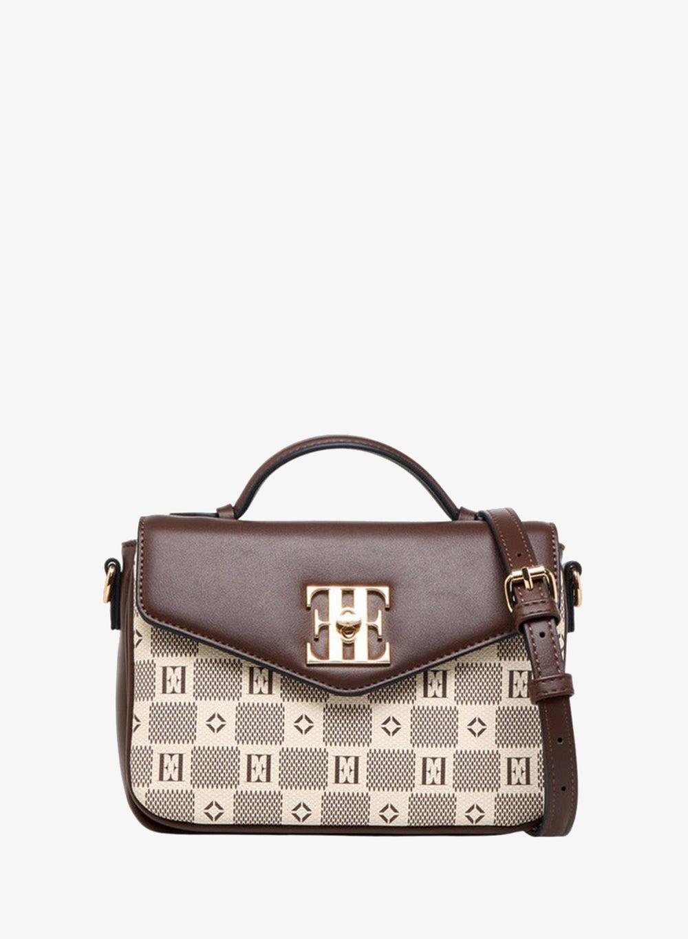 Monogram Crossbody Bag with Flap Closure and Top Handle - Image 1