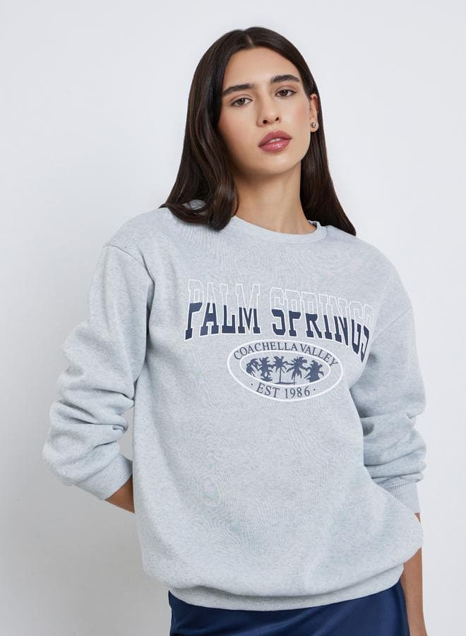 Take Two Grey Palm Springs Graphic Sweatshirt - Image 1