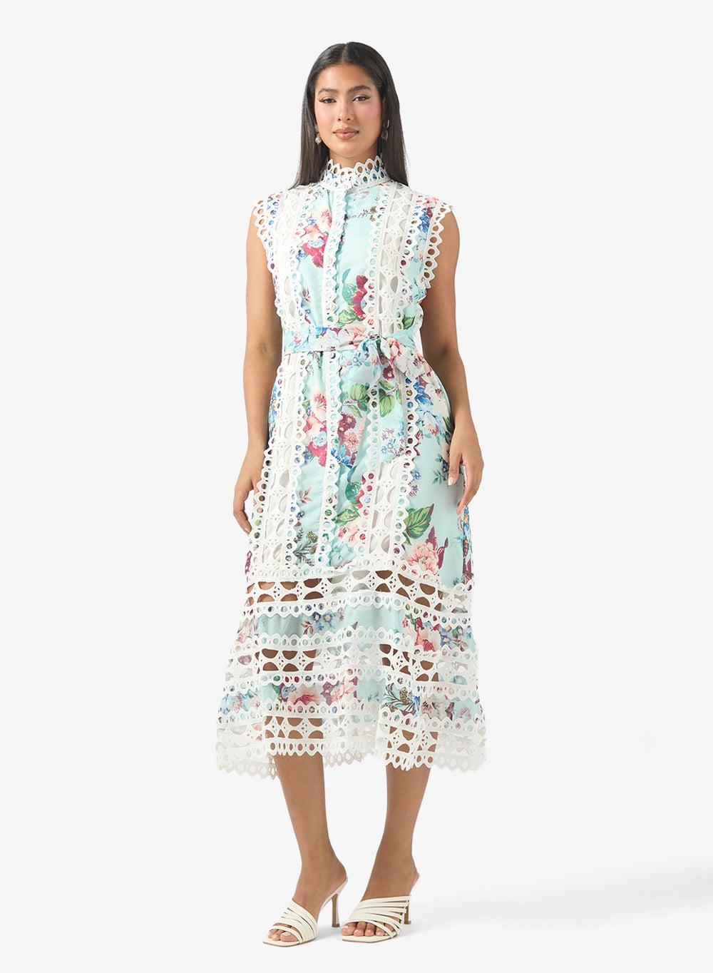 Shift Dress With Lace Inserts - Image 1