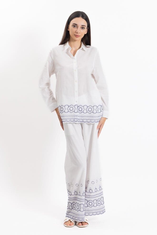 Detail Embroidered Shirt and Pants Set - Image 1