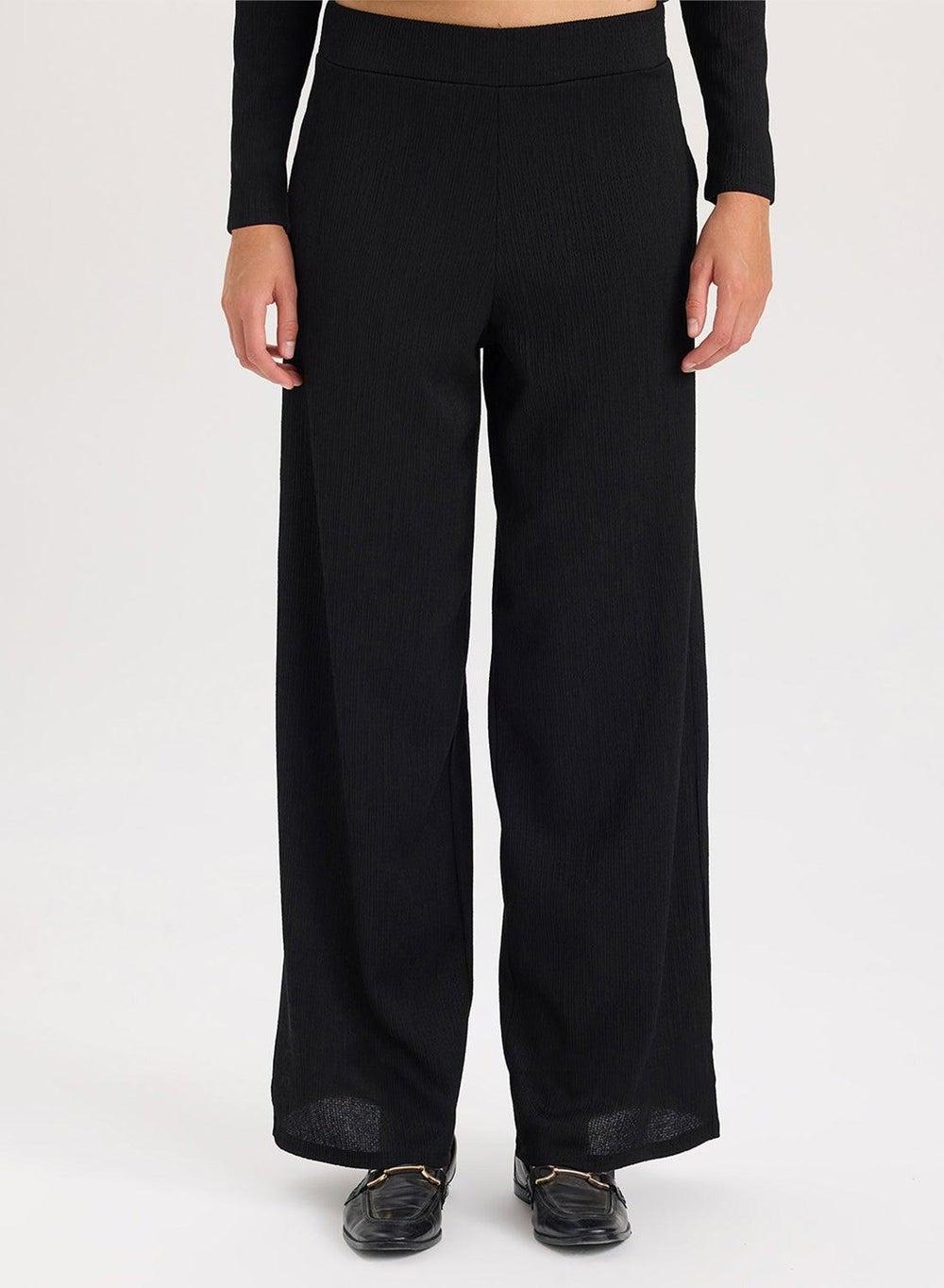 High Waist Wide Leg Crinkle Trousers - Image 1