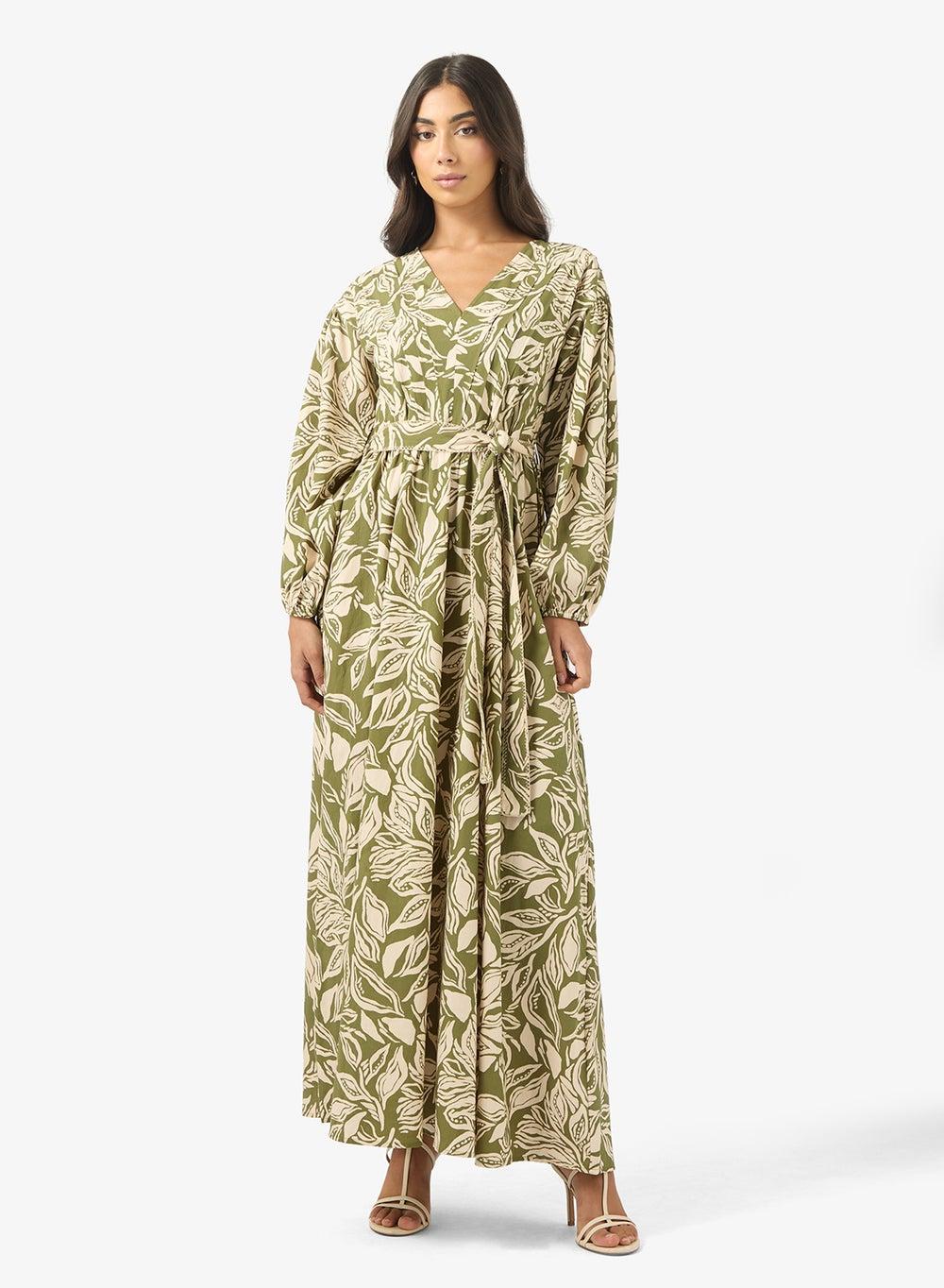 Floral Printed V-Neck Maxi Dress - Image 1