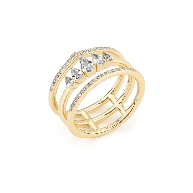 Sofia Gold Sculptural Ring with Zirconia in 925 Silver - Image 1