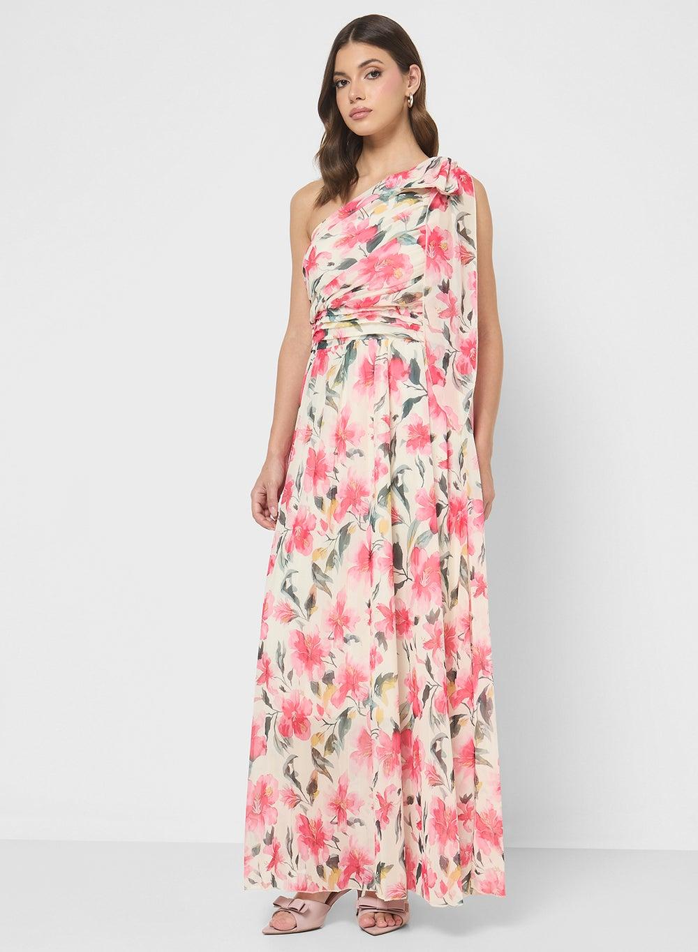 One Shoulder Printed Maxi Dress - Image 1