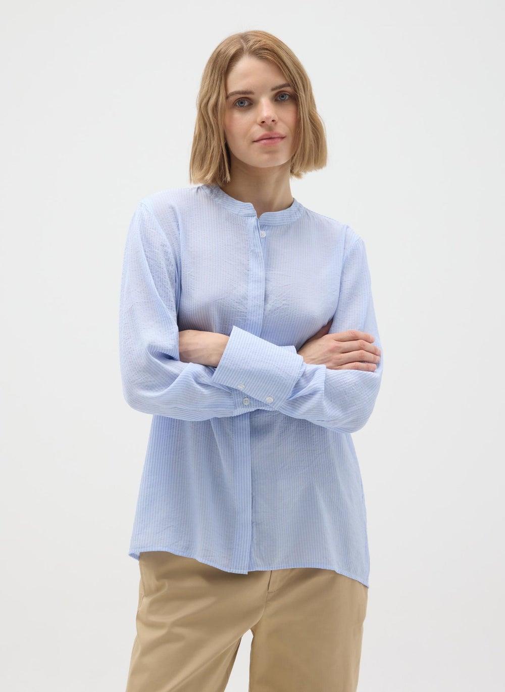 Regular Fit Blue Mixed Shirt for Women - Image 1