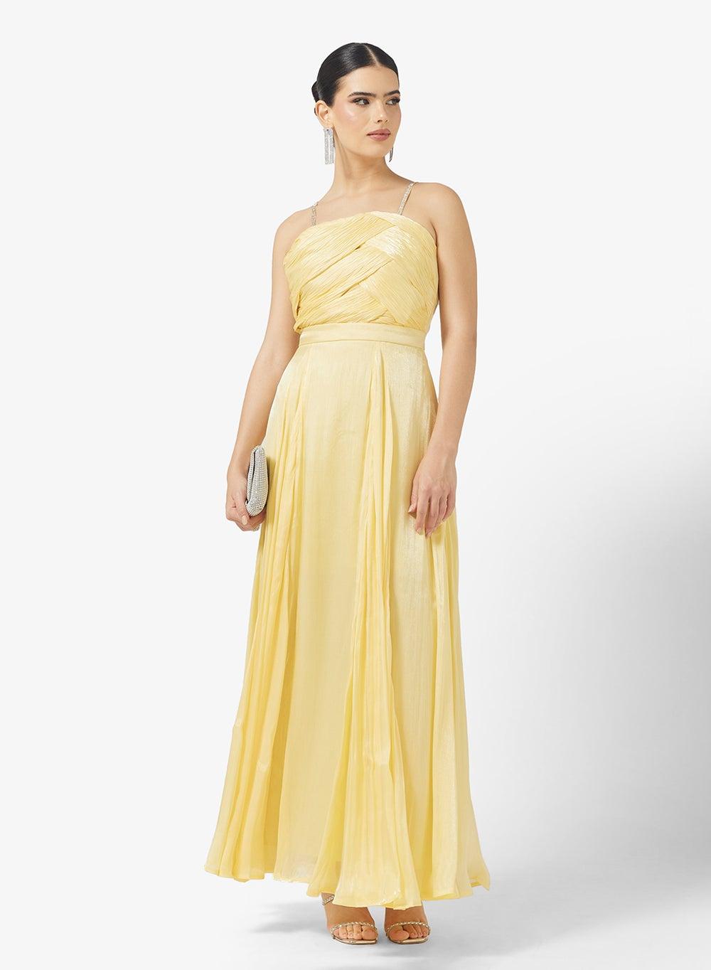 Diamante Strap Draped A-Line Maxi Gown - Image 1