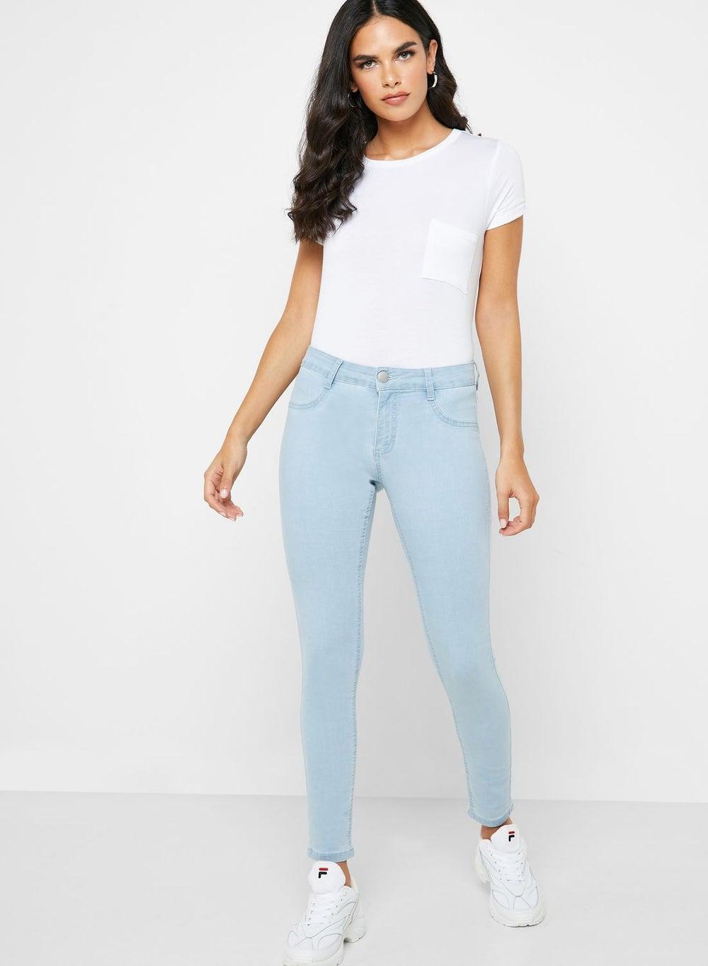 Mid Rise Bleached Jeggings for Women - Image 1
