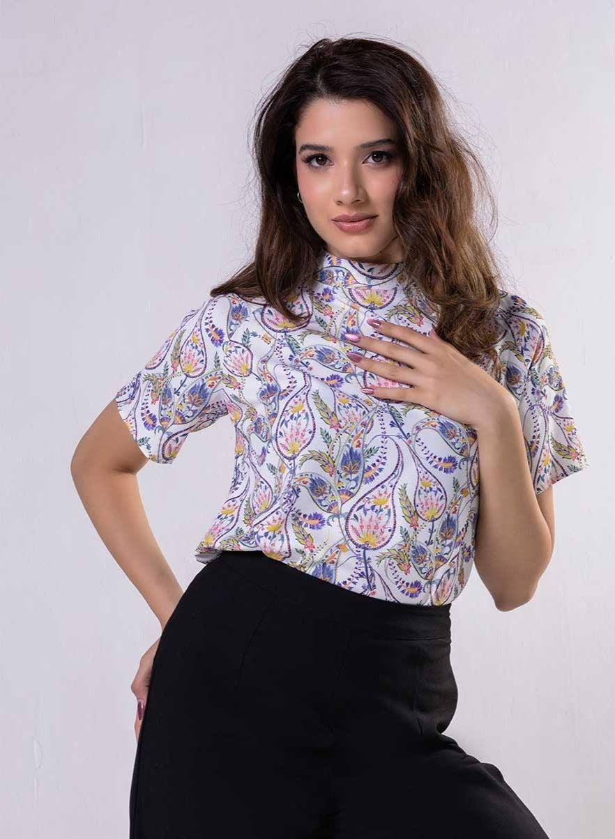 Raglan Sleeve Printed Bodysuit Top - Image 1