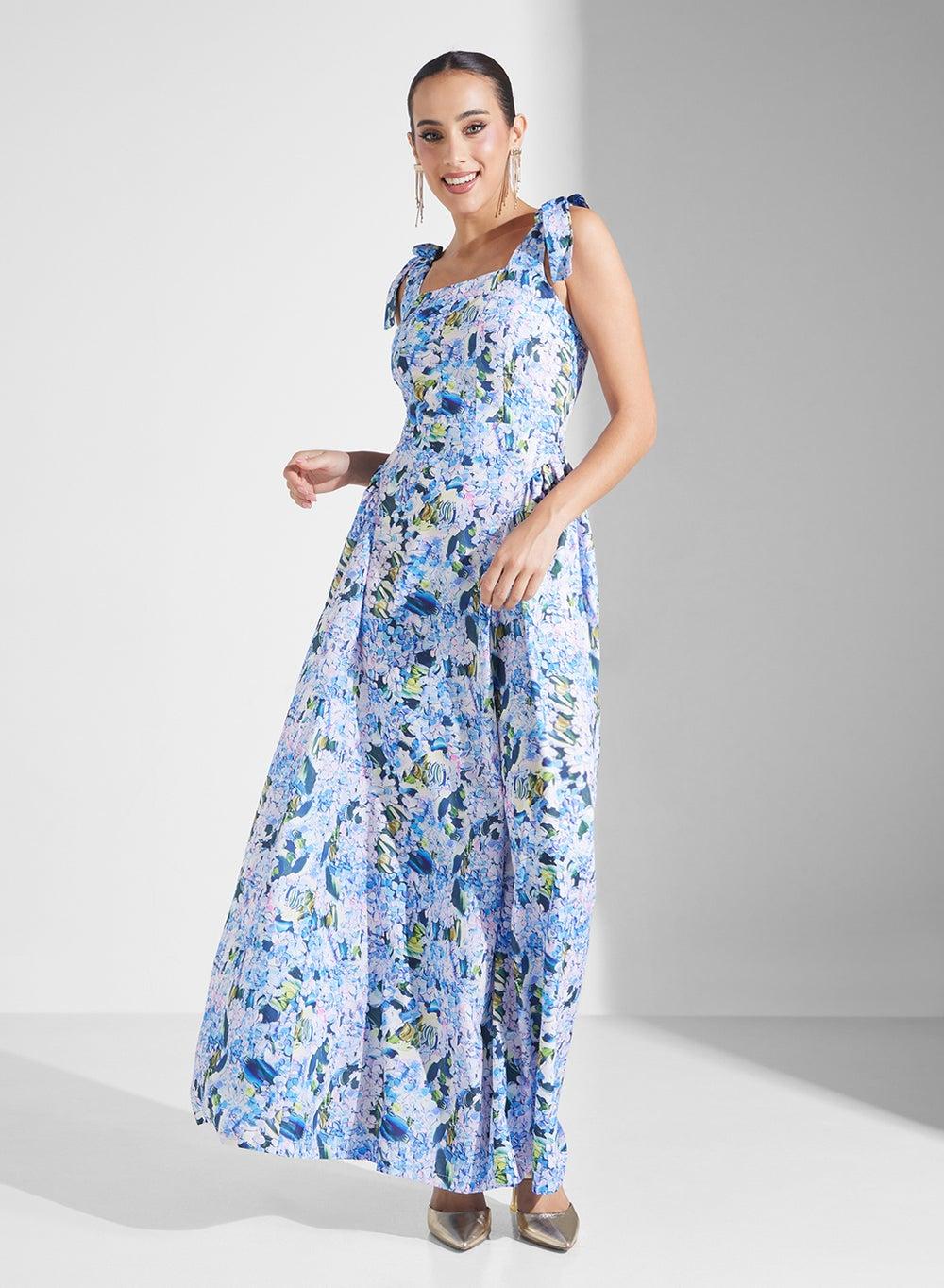 Floral Maxi Dress with Square Neckline - Image 1