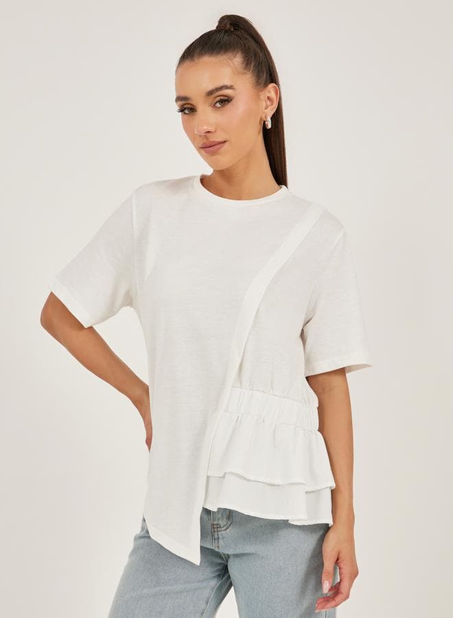 Solid Ruffled Boxy T-Shirt - Image 1