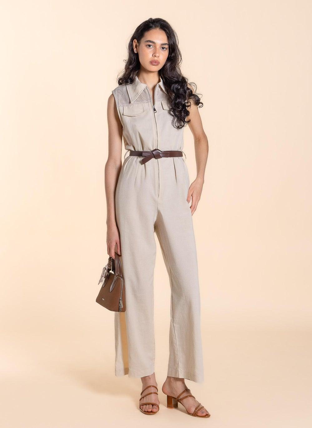 Detailed Jumpsuit with Belt - Image 1