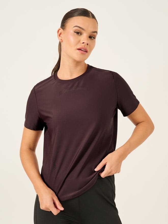 Laser Cut Back Reflective Stripe Short Sleeve Top - Image 1