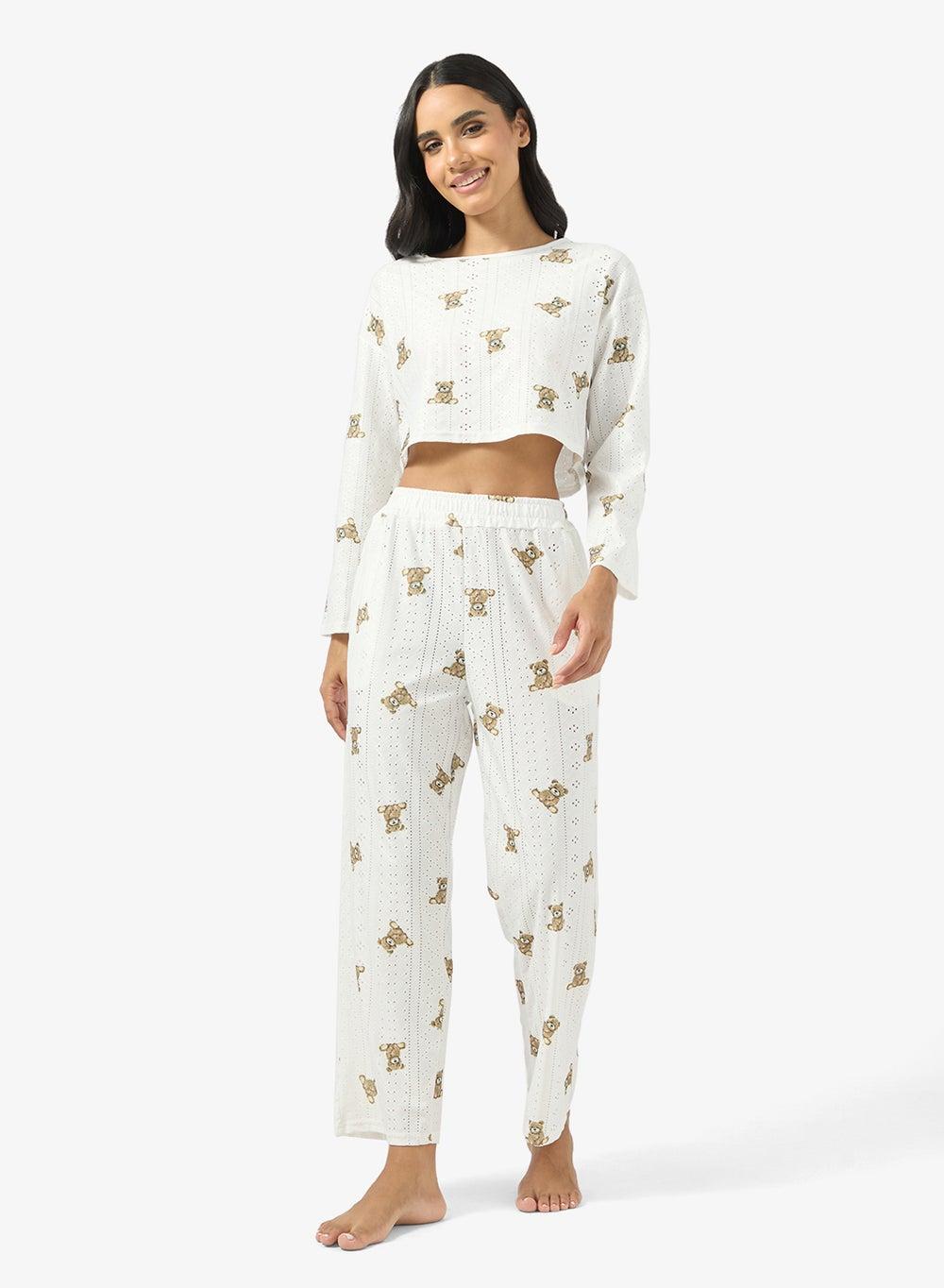 Pointelle Printed Long Pyjama Set - Image 1