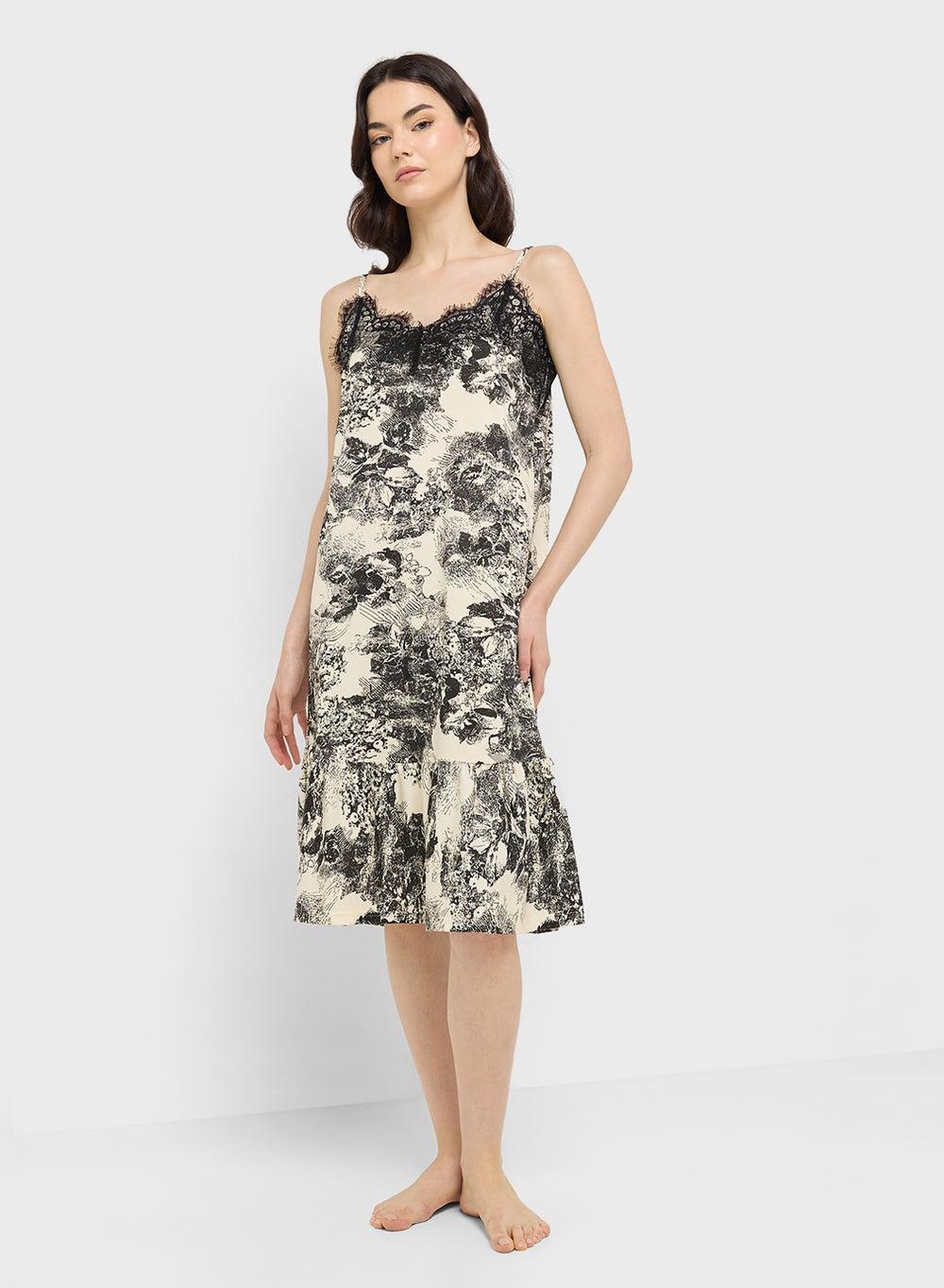 Lace Detail Floral Slip Dress for Women - Image 1