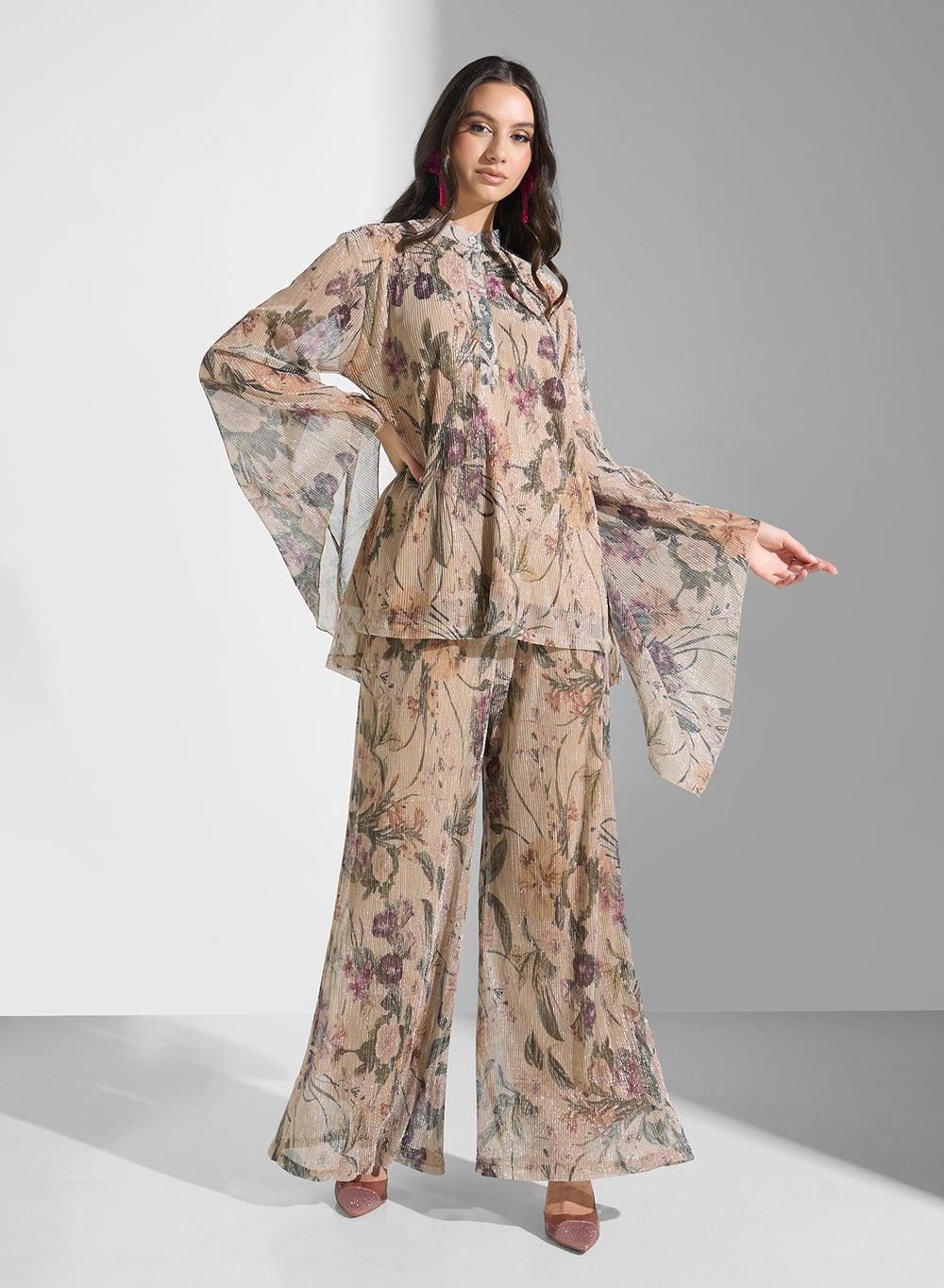 Floral Print 2-Piece Arabian Clothing Set - Image 1