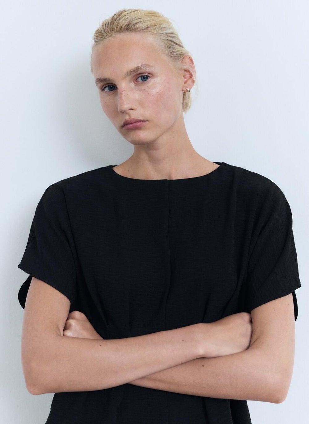 Short-Sleeved Peplum Blouse - Image 1