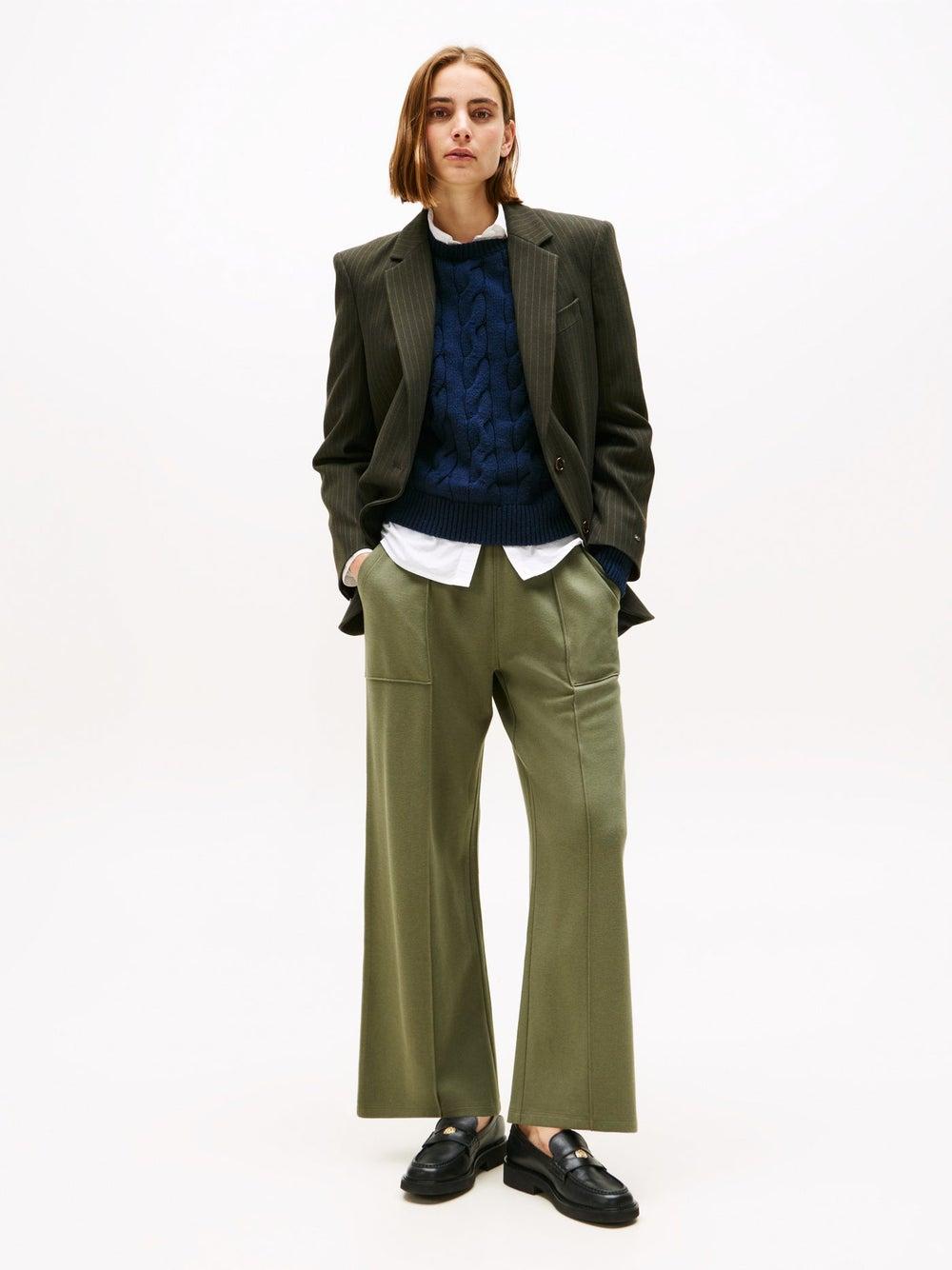 Piqué Wide-Leg Sweatpants in Cotton Modal Blend - Image 1