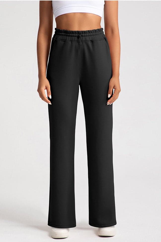 Salma Women’s Black Modest Wide-Leg Sweatpants with Pockets - Image 1