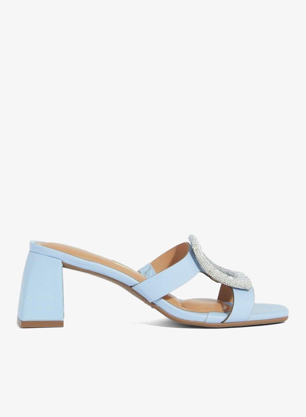 Mid Heel Sling Back Sandals with Ankle Strap - Image 1
