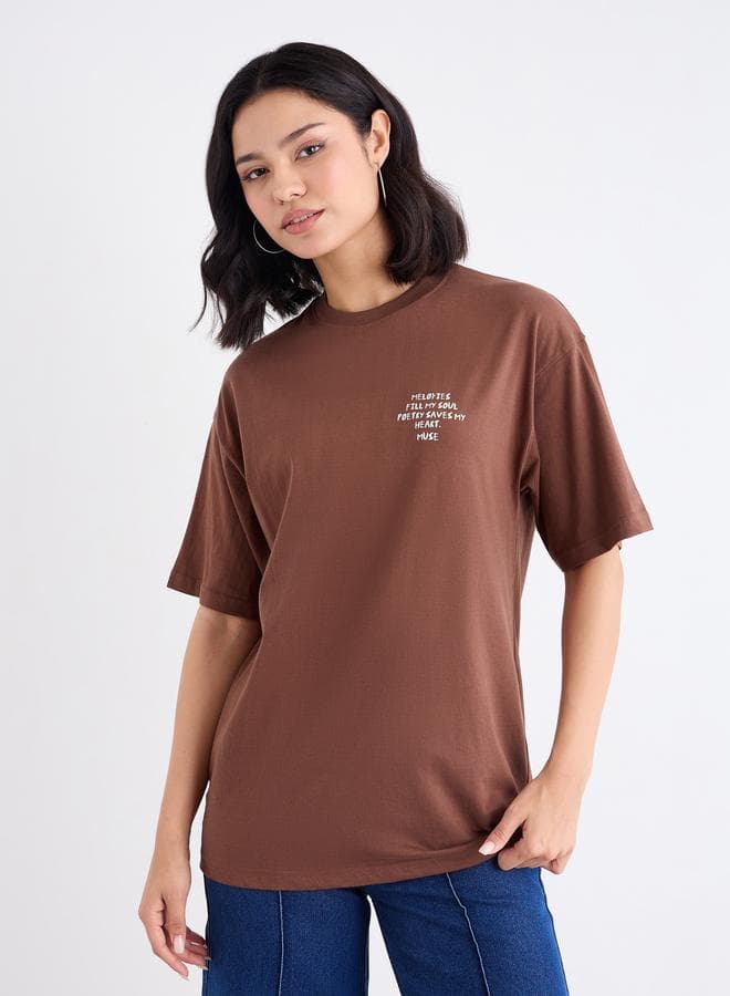 Styli Slogan Print Oversized T-Shirt - Image 1
