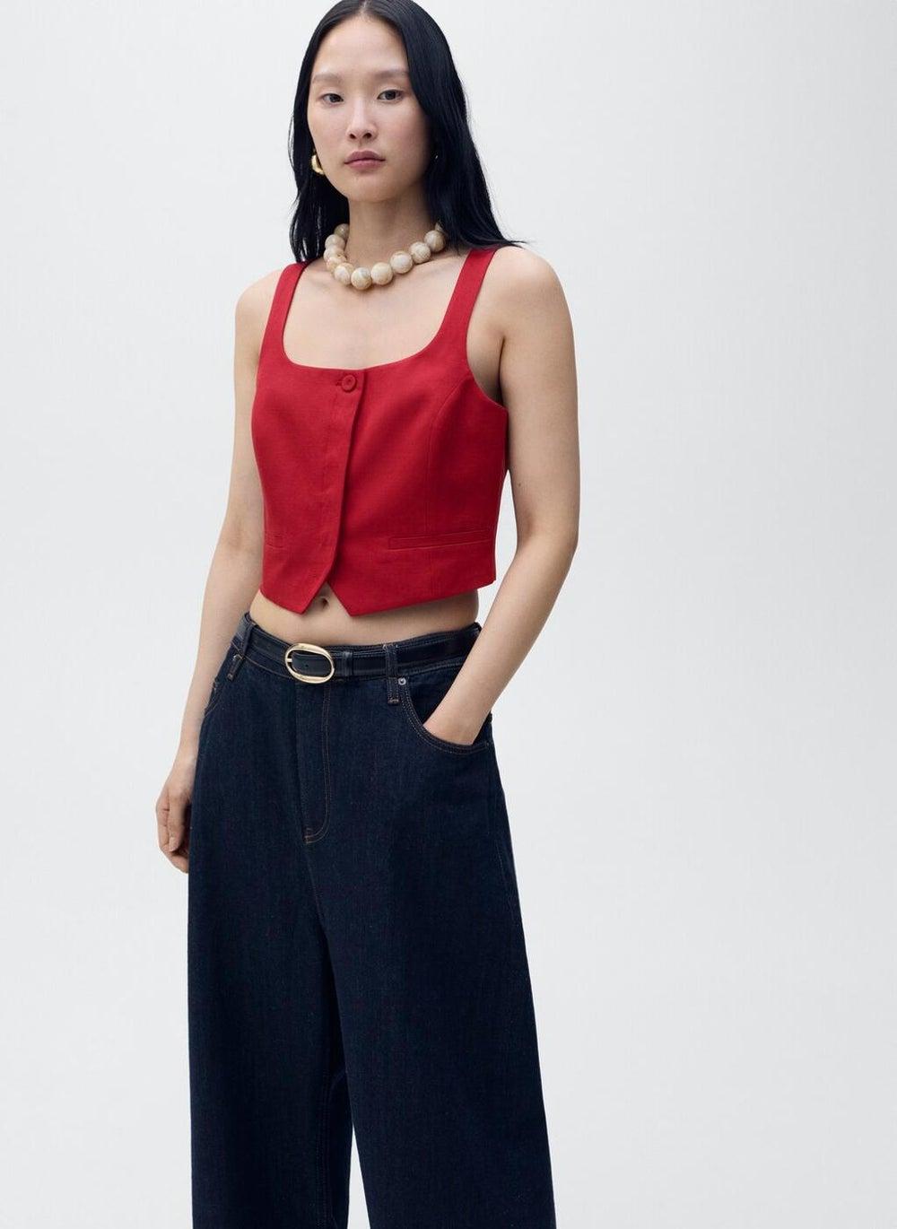 Linen-Blend Slim Fit Suit Waistcoat - Image 1