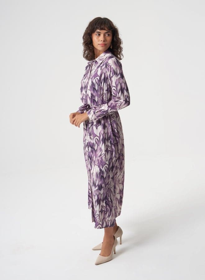 Ellipse Patterned Midi Shirt Dress - Image 1