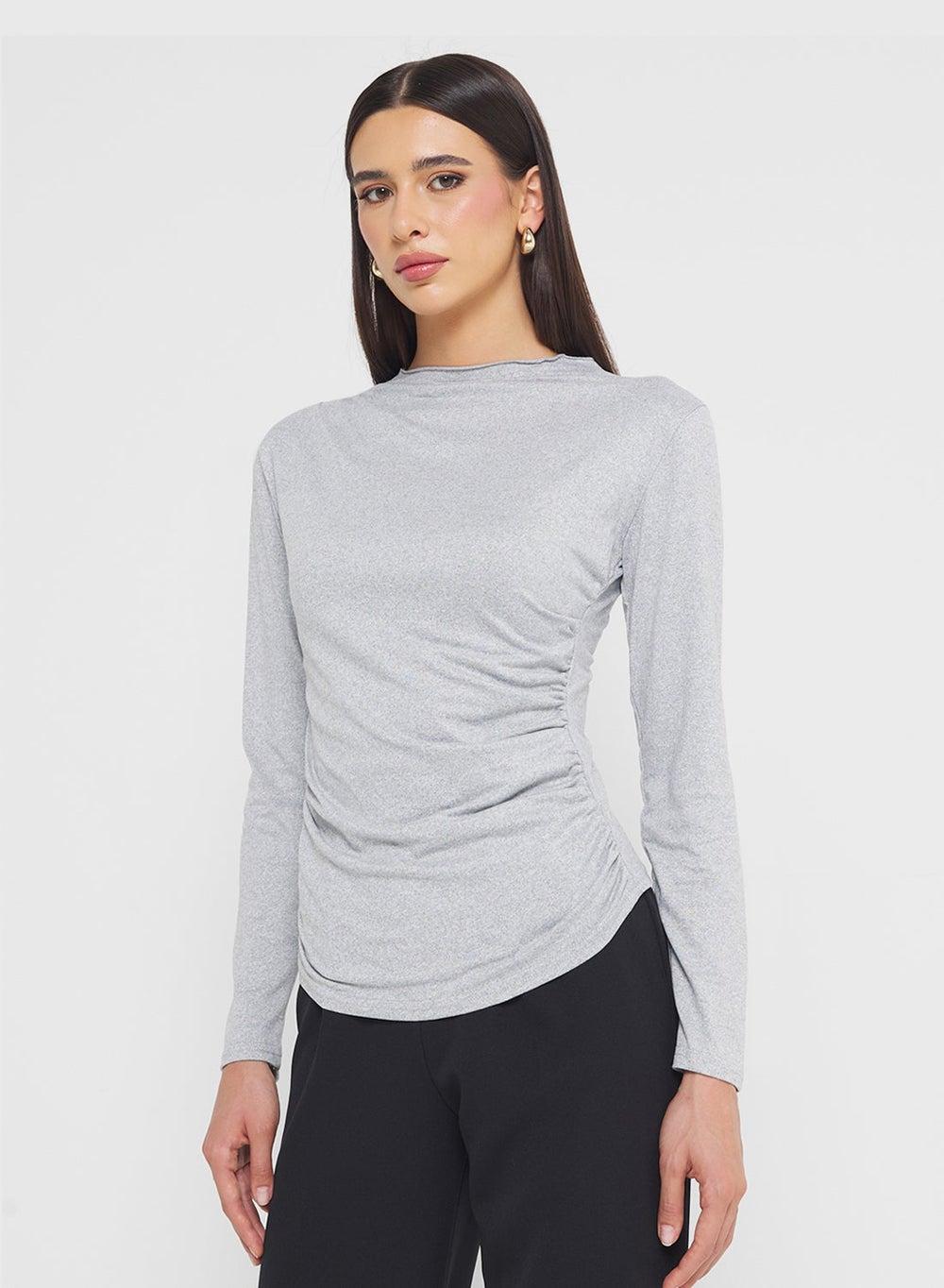 Ruched Fitted Crop Top - Image 1
