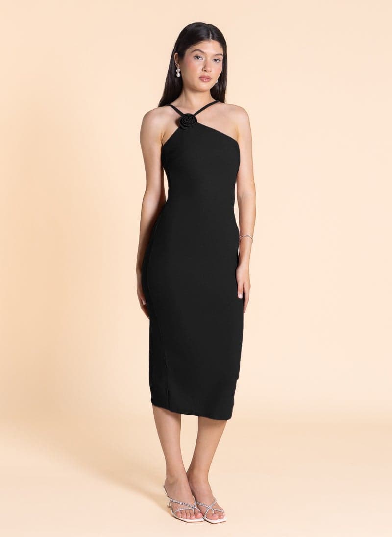 Detailed Fitted Midi Dress for Polished Everyday Wear - Image 1