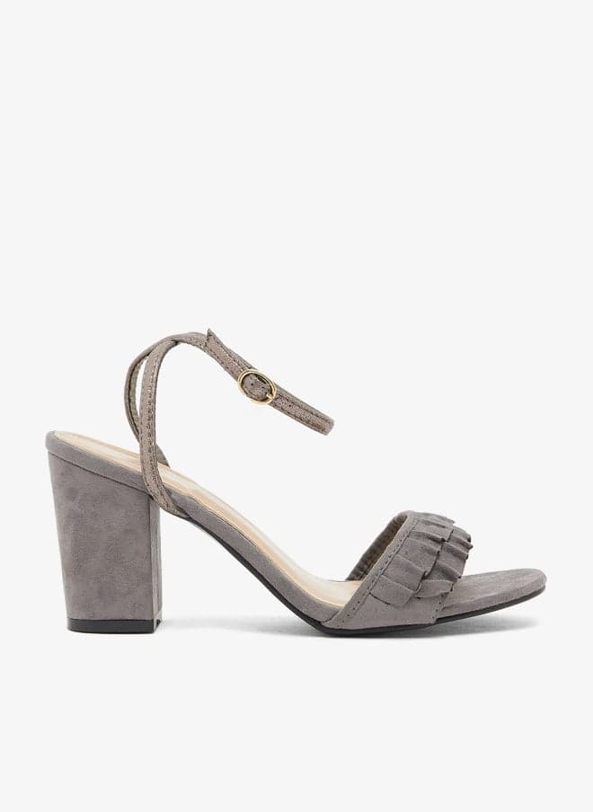 Block Heel Sandal With Frill Detail - Image 1