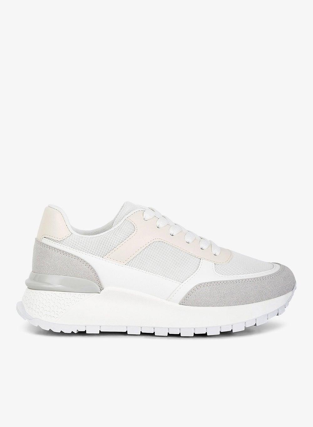 Non-Ordinary Lace Up Sneakers in White and Grey - Image 1