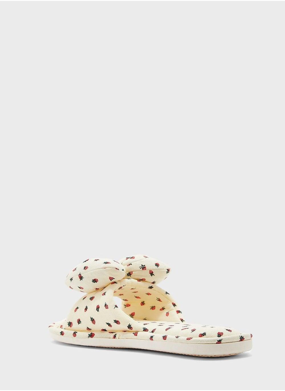 Strawberry Bow Bedroom Slippers - Image 1