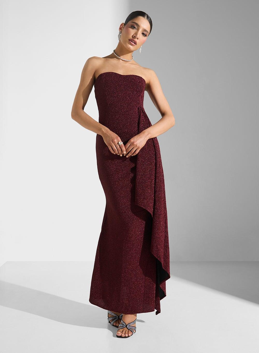 Rouched Bandeau Maxi Dress - Image 1