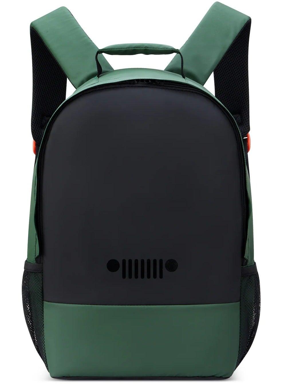 JS012C Dual Material Green Backpack with Laptop Sleeve - Image 1