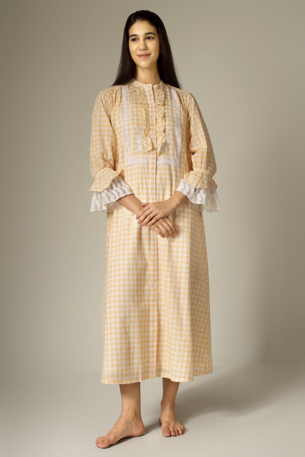 Beth Embroidered Cotton Nightdress and Gown Set - Image 1