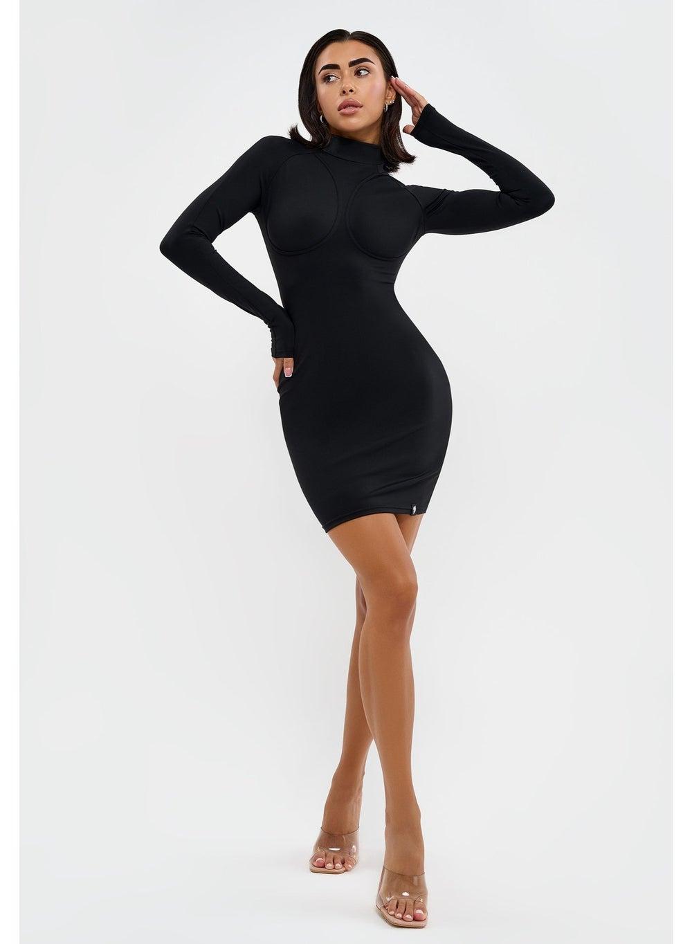Bona Fide Black Long Sleeve Bodycon Mini Dress - Image 1