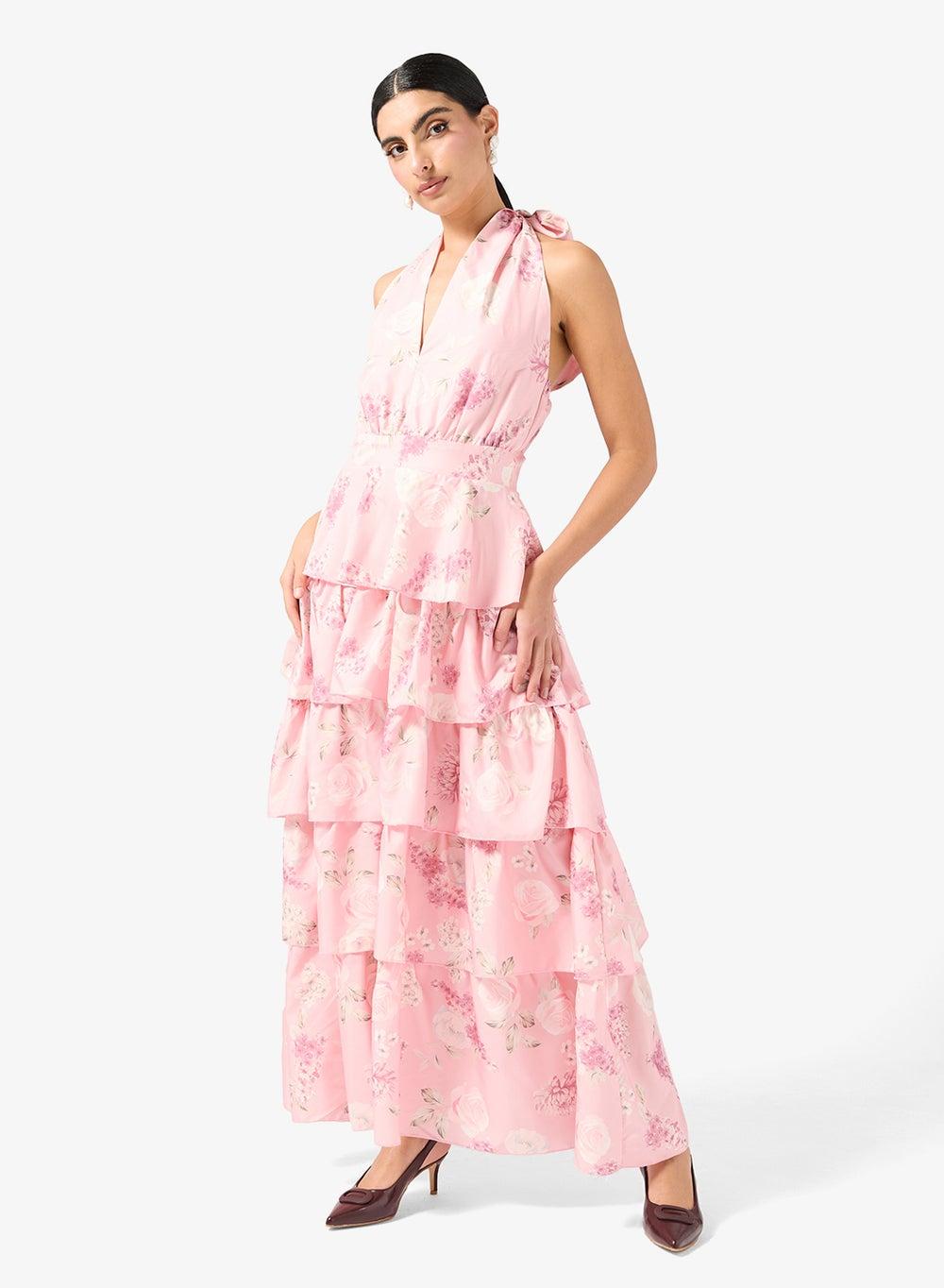 Layered Floral Print Maxi Dress - Image 1