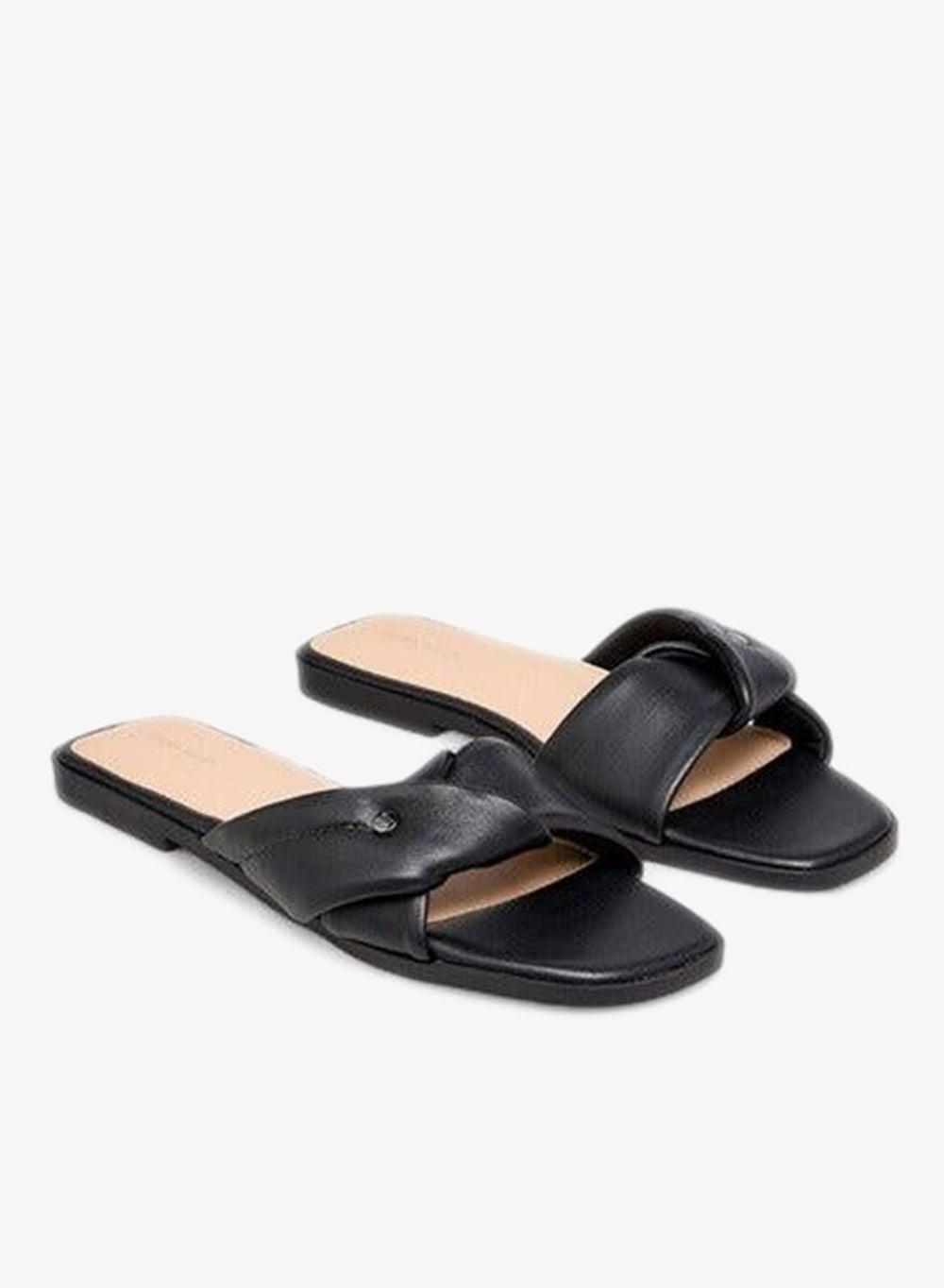 Women Solid Knot Detail Slip-On Flat Sandals - Image 1