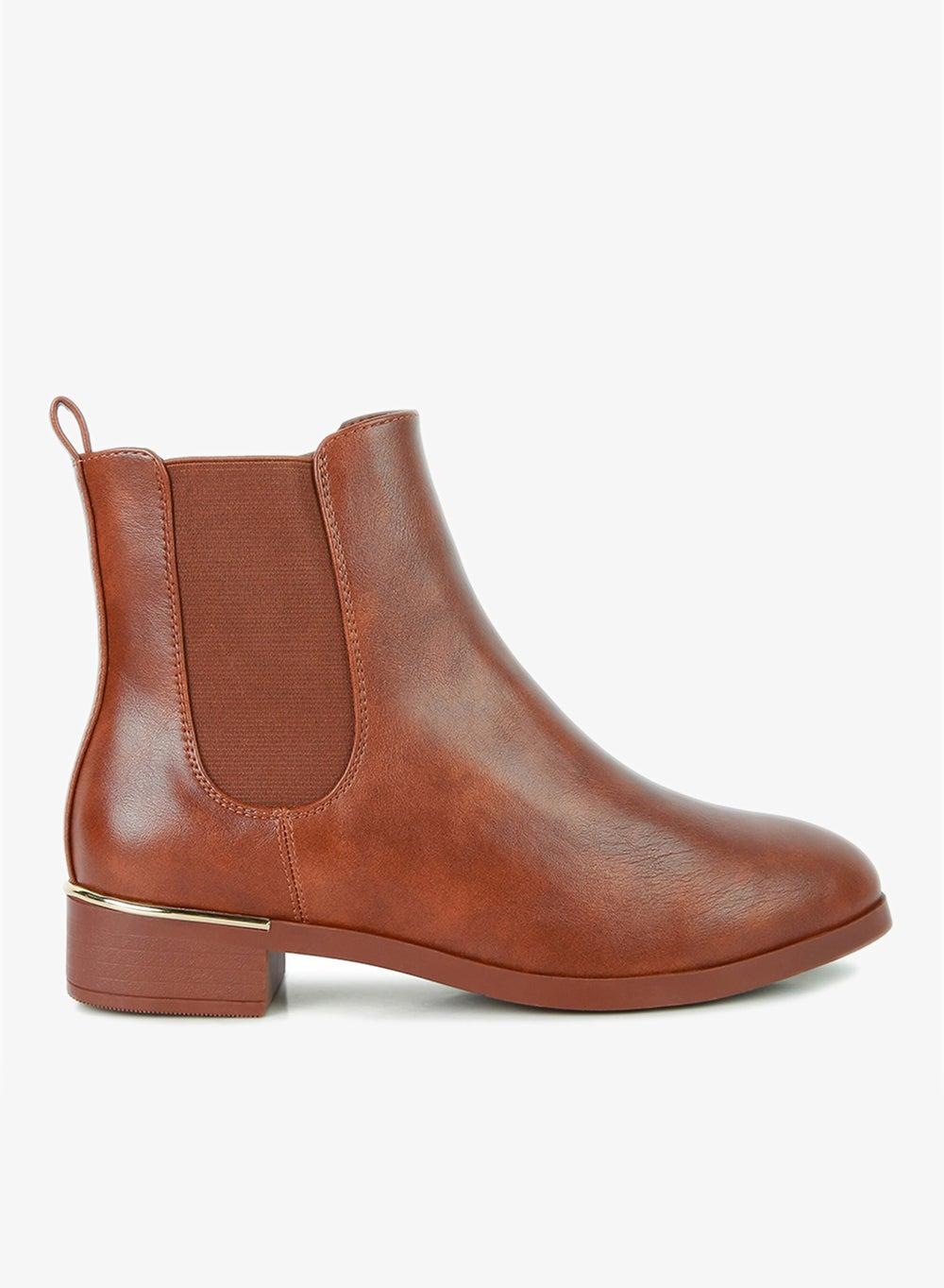 Tan Chelsea Ankle Boot with Side Zipper - Image 1