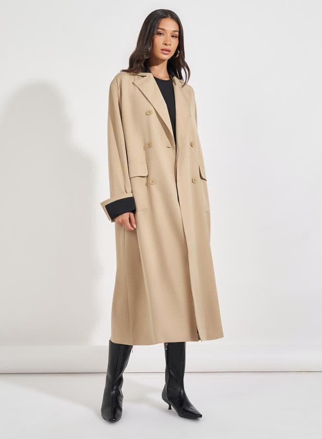 Oversized Midi Double-Breasted Trench Coat - Image 1
