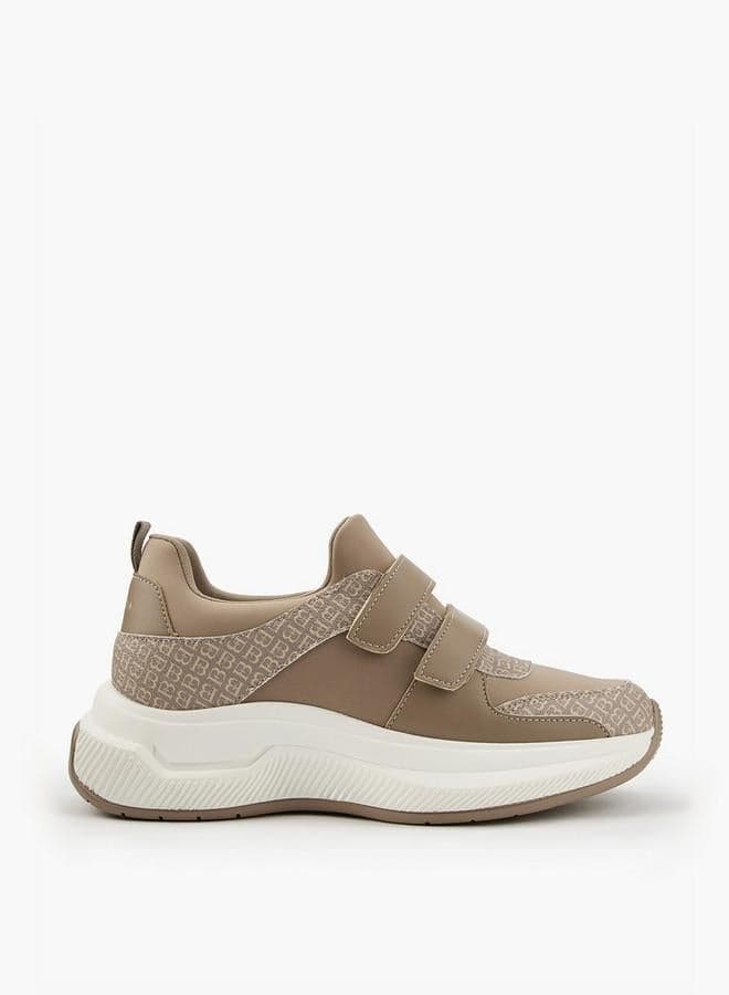 Flora Bella Monogram Print Hook and Loop Sneakers - Image 1