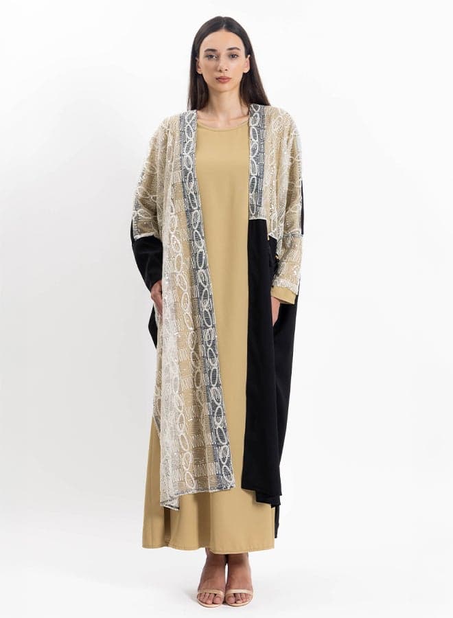 Embroidered Detailed Abaya with Dress - Image 1