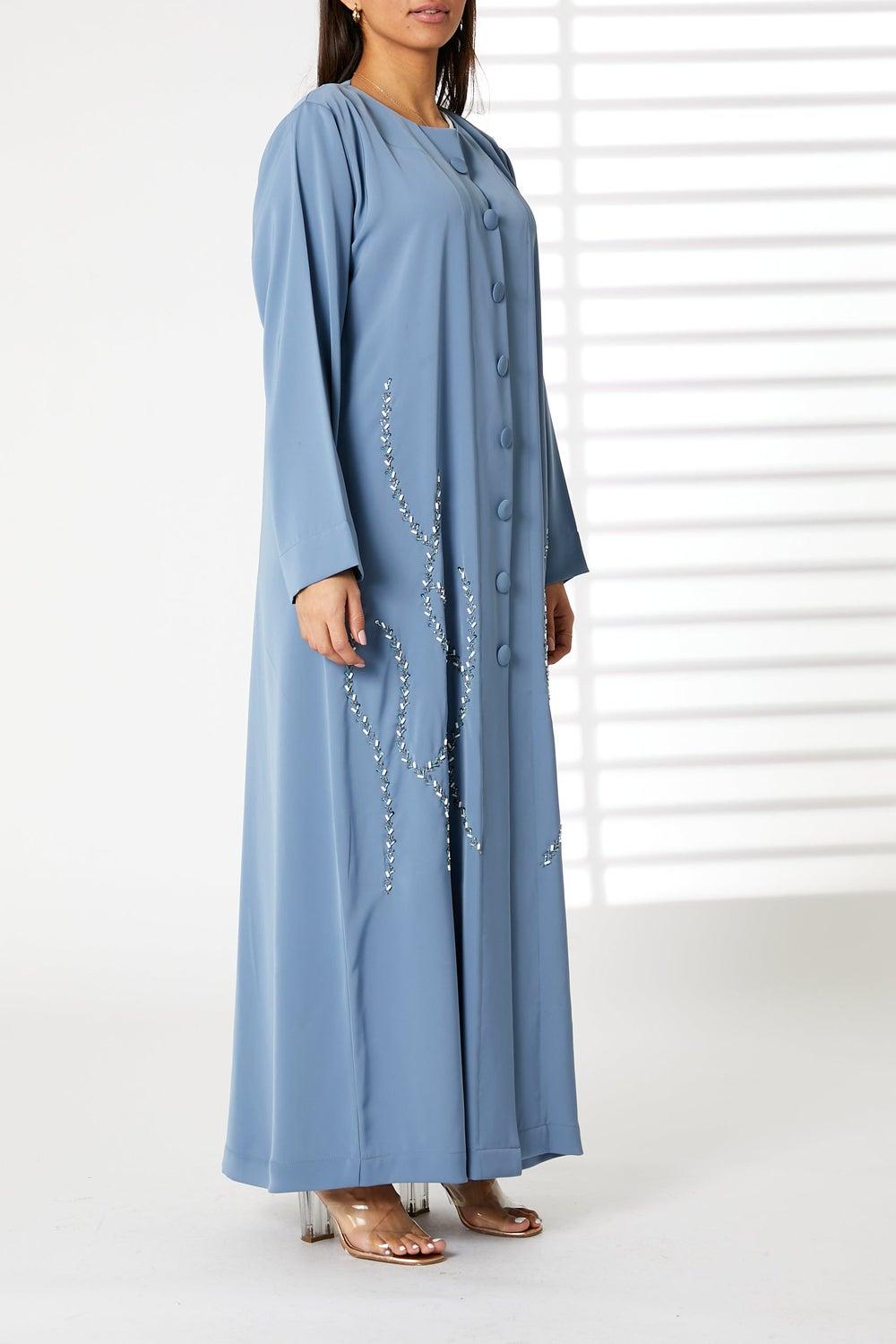 Embroidered Open Front Abaya - Image 1