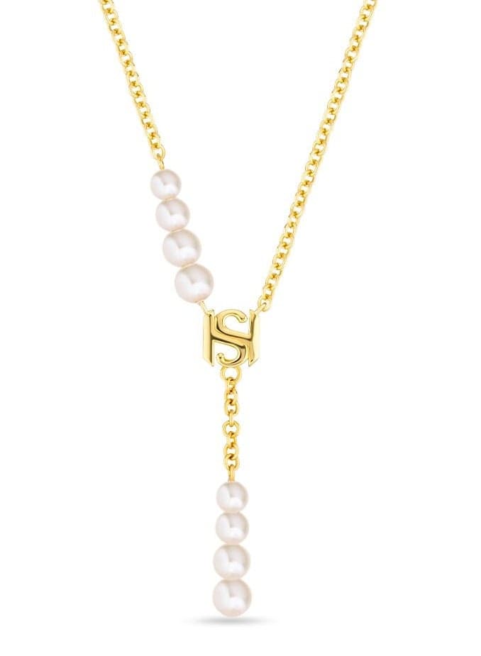 Perle Gold Plated Y Necklace with White Pearl - Image 1